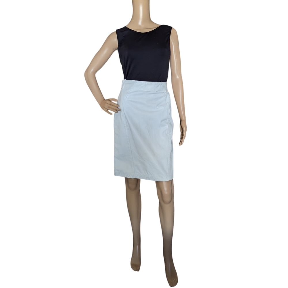 Vintage 80s White Leather High Waisted Above the Knee Skirt Size 4